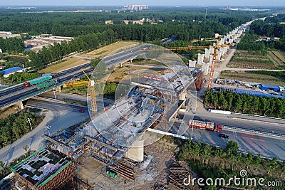 China high-speed railway construction site. Editorial Stock Photo