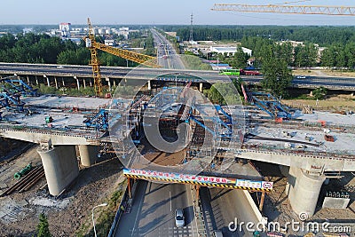 China high-speed railway construction site. Editorial Stock Photo