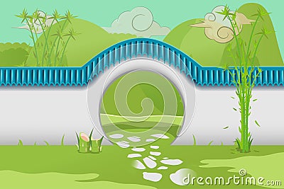 China Home Wall Architecture Building Vector Illustration