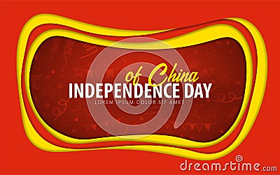 China. Independence day greeting card. Paper cut style. Vector Illustration