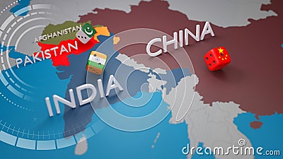 China, India, Pakistan, and Afghanistan on the map Stock Photo