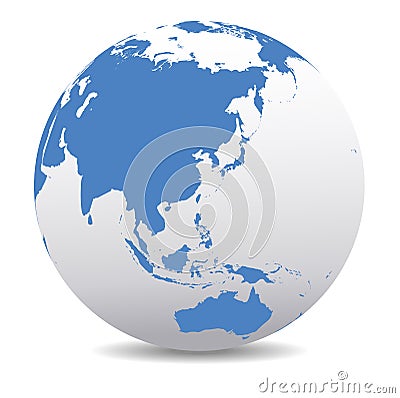 China, Japan, Malaysia, Thailand, Indonesia, Global World Vector Illustration