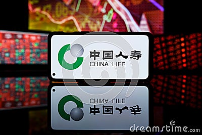 China Life company shares dropped down at stock market. China Life company financial crisis and failure. Editorial Stock Photo