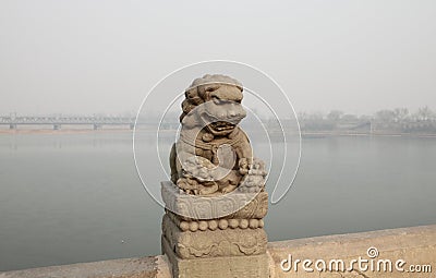 China Lugou Bridge Shishi Stock Photo