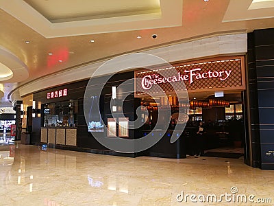 2019 China Macao Macau The Cheesecake Factory Restaurant Sands Cotai Central Cotai Strip Taipa Coloane Editorial Stock Photo