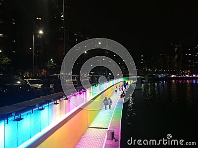 2019 China Macao Macau Light Festival Praia Grande Bay Nam Van Lake Colorful Tunnel Lighting Editorial Stock Photo