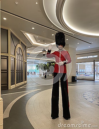 China Macao Macau Londoner Hotel Royal Guard on Stilts Crystal Palace Churchill Table British Restaurant Stylish Interior Design Editorial Stock Photo