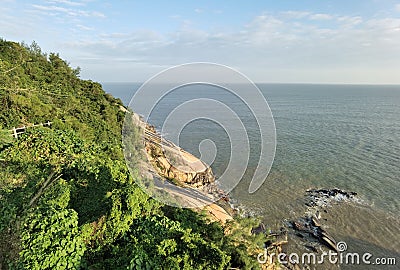 China Macao Nature Scenery Rock Granite Stone Mountain Soil Earth Ocean Macau Coloane Cheoc Van Hou Un Luxury Mansion Lifestyle Stock Photo