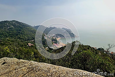 China Macao Nature Scenery Rock Granite Stone Mountain Soil Earth Ocean Macau Coloane Cheoc Van Hou Un Luxury Mansion Lifestyle Stock Photo