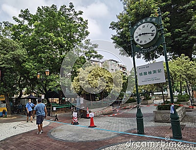 China Macau Camoes Garden Jardim LuÃ­s de CamÃµes Nature Outdoor Temporary Macao Nucleic Acid Test Station Covid Outbreak Editorial Stock Photo