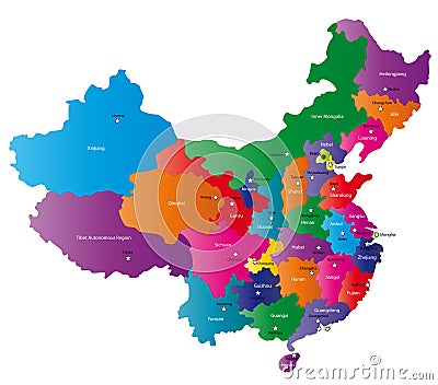 China map Cartoon Illustration