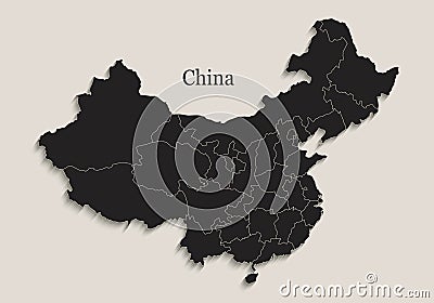 China map Black blackboard separate states individual Vector Illustration