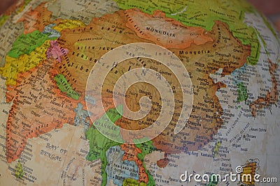 China map on the globe Stock Photo