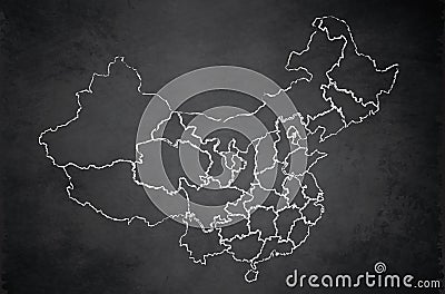 China map separate states individually blackboard chalkboard Vector Illustration