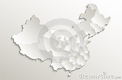 China map Separate States individually card paper 3D natural Vector Illustration