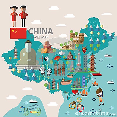 China map travel Vector Illustration