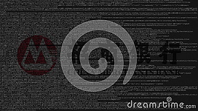 China Merchants Bank logo made of source code on computer screen. Editorial 3D rendering Editorial Stock Photo