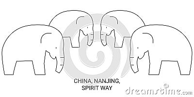 China, Nanjing, Spirit Way travel landmark vector illustration Vector Illustration