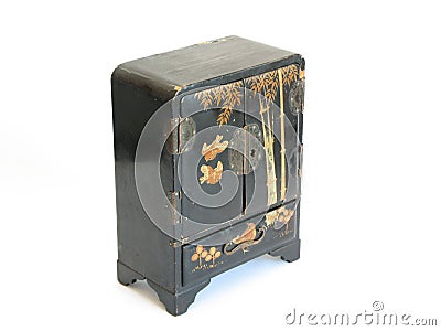 China old black casket Stock Photo