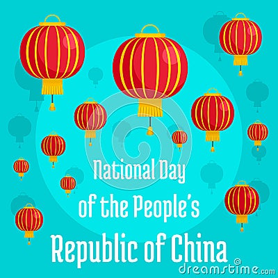 China people national day concept background, flat style Cartoon Illustration