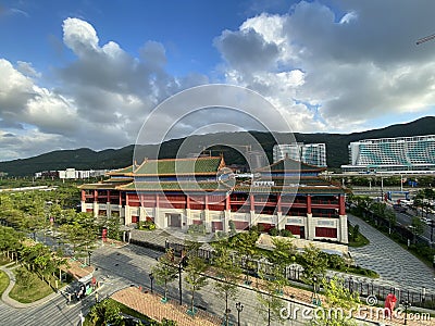China Red Sandalwood Museum Zhuhai Hengqin Furniture Landscape Big Bay Canton Modern Replica Ancient Architecture Building Editorial Stock Photo