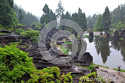 China Red Stones park water nature forest Stock Photo