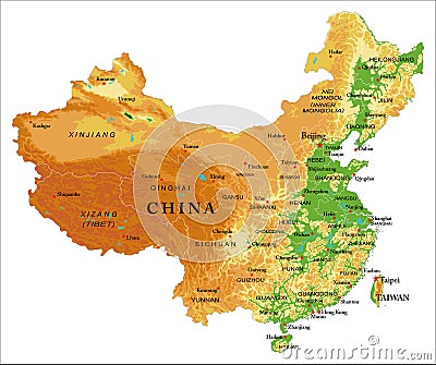 China relief map Vector Illustration