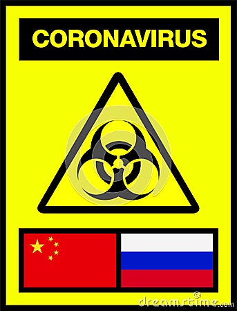 China and Russia Novel Coronavirus, 2019-nCoV, Biohazard Poster. Vector Illustration