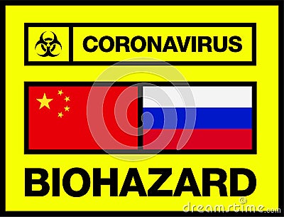 China and Russia Novel Coronavirus, 2019-nCoV, Biohazard Poster. Stock Photo