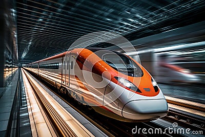 China's sleek high-speed train, a symbol of modernization and technological progress Stock Photo