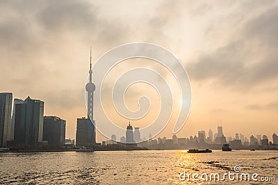 Shanghai bund at sunset Editorial Stock Photo