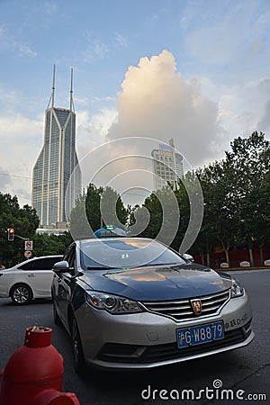 Shanghai taxi traffic building Editorial Stock Photo