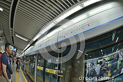 China Shenzhen Subway train station platform Editorial Stock Photo