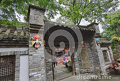 China Sichuan Chengdu Countryside Village Huanglongxi Ancient Town Chinese Opera Mask Decoration Changing Faces Cultural Heritage Editorial Stock Photo