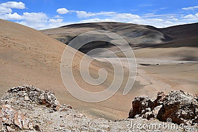 China, small mountain valley on the Tibetan plateau Stock Photo