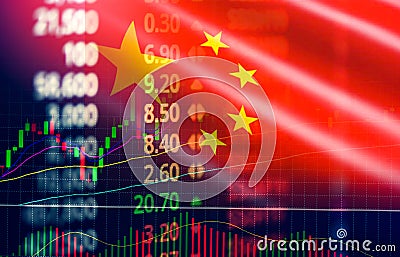 China stock market exchange / Shanghai stock market analysis forex indicator of changes graph Stock Photo