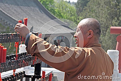 China, Suzhou - April 13, 2012. Monks of the Shaolin Monastery, China Editorial Stock Photo