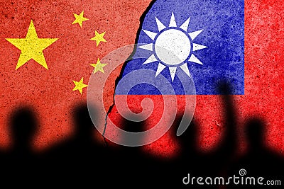 China and Taiwan flags painted on a concrete wall Stock Photo