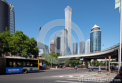 China Tower, a landmark building in Beijing and its surrounding buildings Editorial Stock Photo