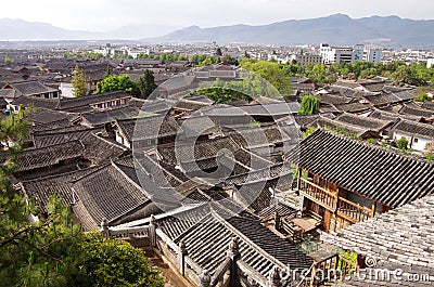 China town - Lijiang Rooftops Stock Photo