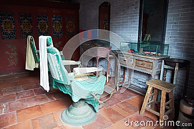 China traditional barber shop Old-styled barber shop Stock Photo