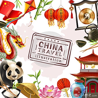 China Travel Frame Background Vector Illustration