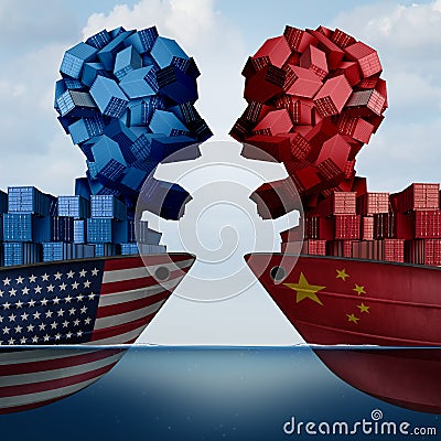 China United States Tariff War Cartoon Illustration