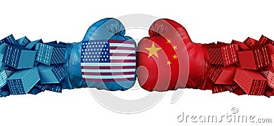 China United States Trade Challenge Cartoon Illustration
