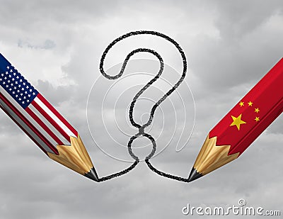 China USA Question Cartoon Illustration