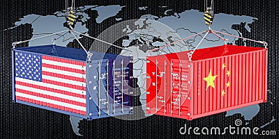 China USA trade and tariffs war, concept. 3d rendering Stock Photo