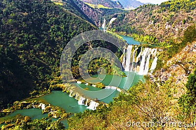 China Yunnan Luoping Kowloon falls group Stock Photo