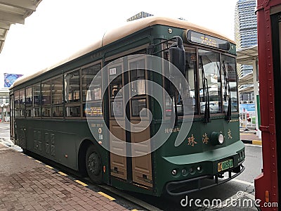 China Zhuhai Hengqin Public Transportation City Retro Bus Editorial Stock Photo