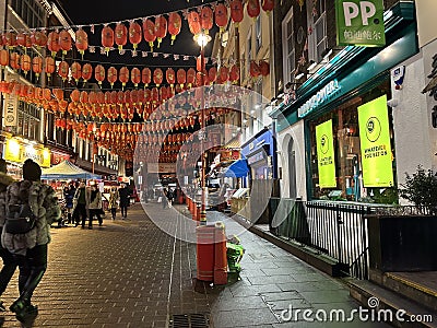 Chinatown is an ethnic enclave in the City of Westminster, London, bordering Soho to its north and west, Theatreland Editorial Stock Photo