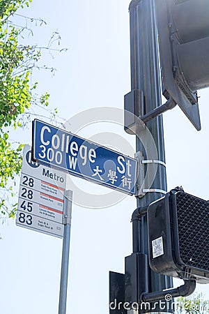Chinatown in LA have Chinese road name and English Editorial Stock Photo